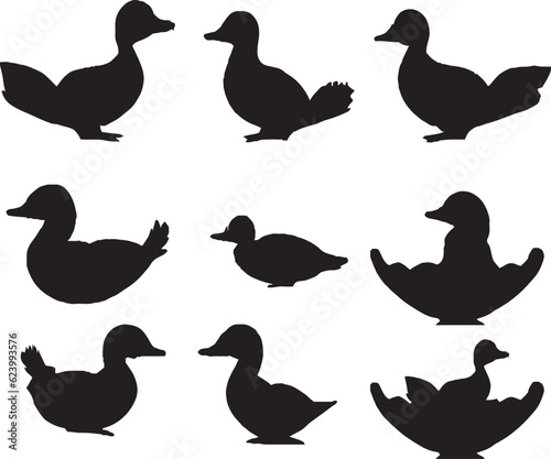 Duck silhouette set