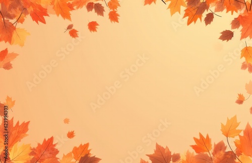 Autumn maple red  orange  yellow  brown foliage frame  Generative AI