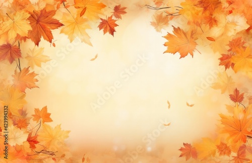 Autumn maple red  orange  yellow  brown foliage frame  Generative AI