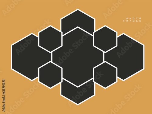 Set of empty photo frames Realistic vector mockups. Photo frames images collage template