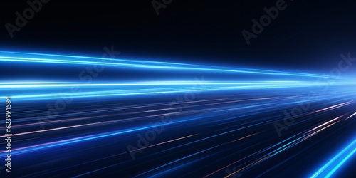 Glimmering Blue Light Streaks: Realistic Illumination on Black Background