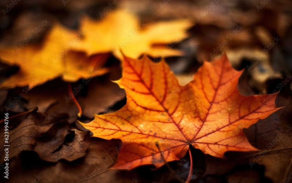 Autumn maple leaves background texture for web banner, decoration, Generative AI