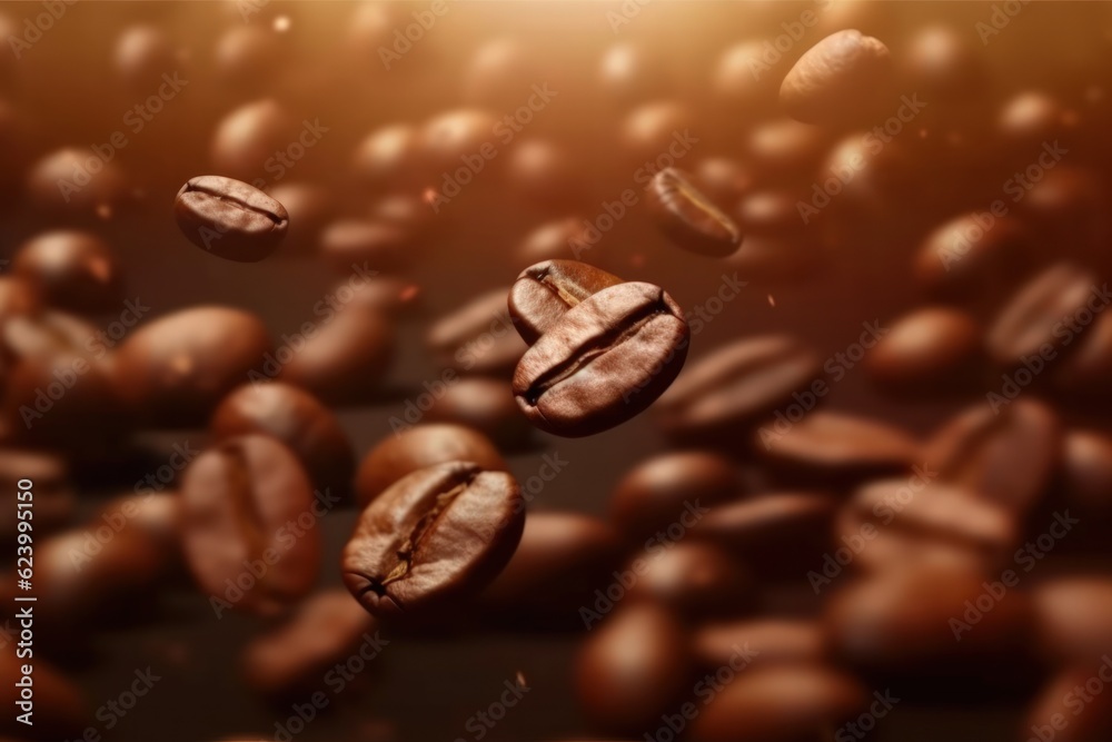 Coffee beans falling down, Generative AI Coffee beans falling down, Generative AI
