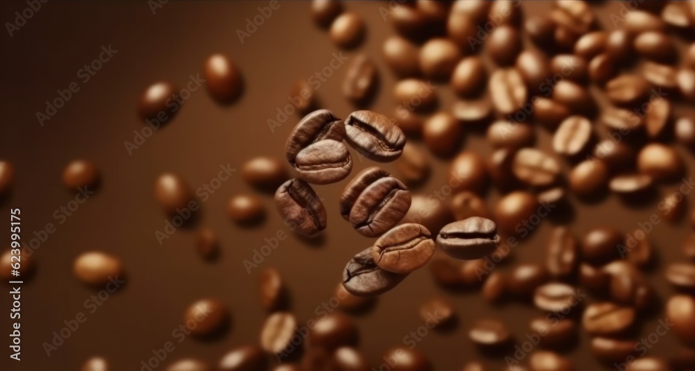 Coffee beans falling down, Generative AI Coffee beans falling down, Generative AI