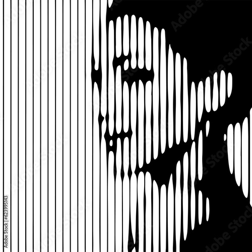 Young african american woman. Abstract beautiful female face drawing with lines. Girl, minimalist fashion design, vector illustration