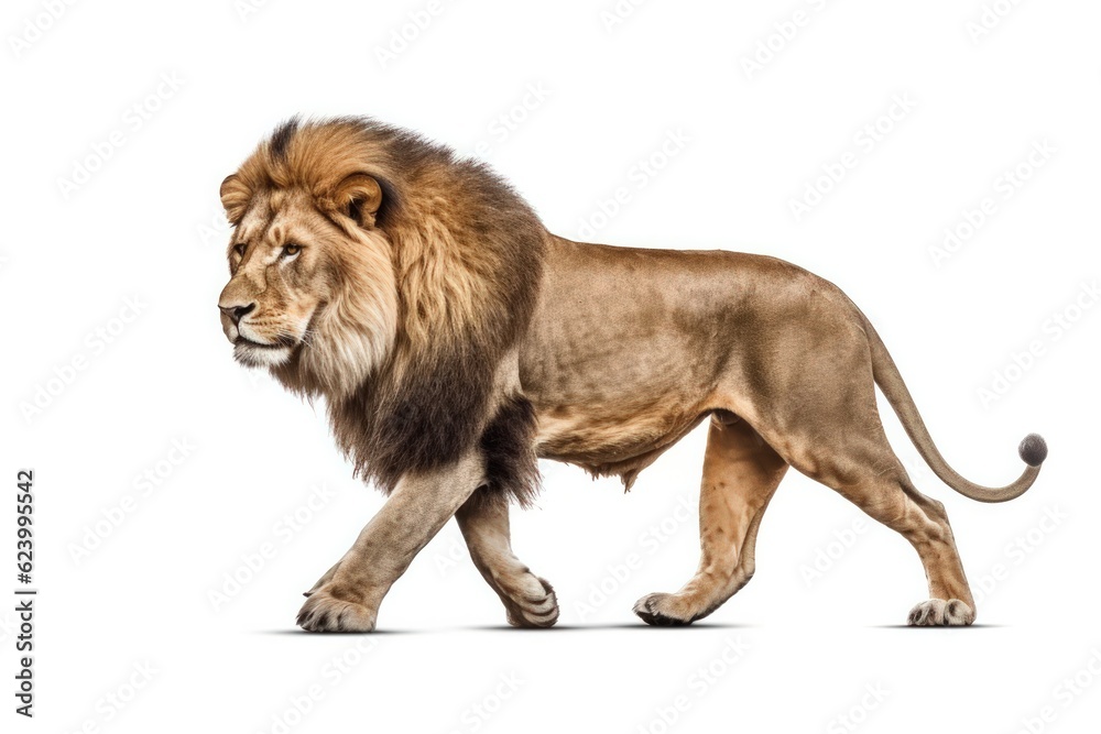 Obraz premium Lion isolated on white background , Generative AI