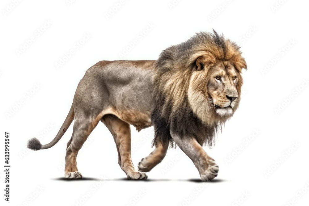 Lion isolated on white background , Generative AI Lion isolated on white background , Generative AI