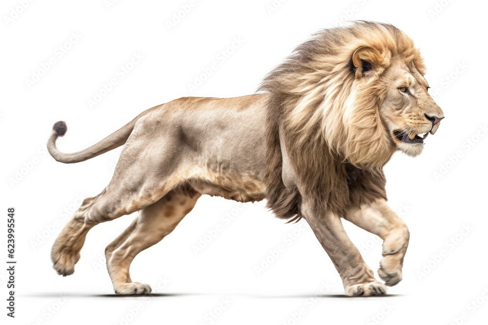 Obraz premium Lion isolated on white background , Generative AI