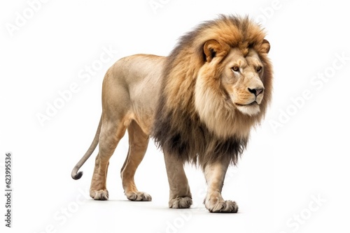 Lion isolated on white background   Generative AI