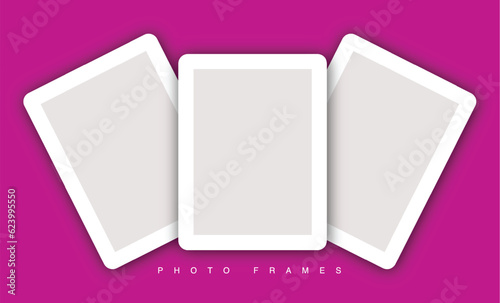 Set of empty photo frames Realistic vector mockups. Photo frames images collage template
