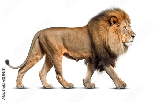 Lion isolated on white background   Generative AI