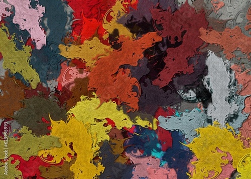 Obraz na płótnie Abstract Grunge Background Graphic Watercolor Stylization on Textured Canvas of Chaetic Strokes of Paint Spots w salonie
