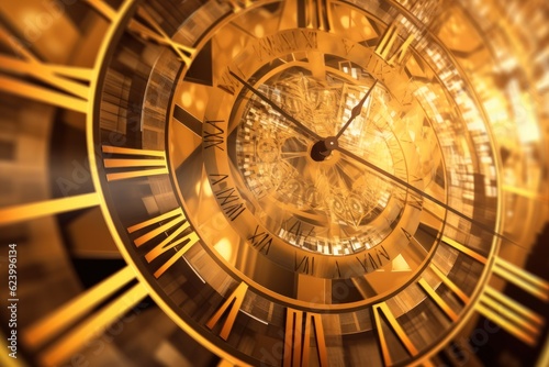 Golden Time Concept, Clock mad from gold background, Generative AI