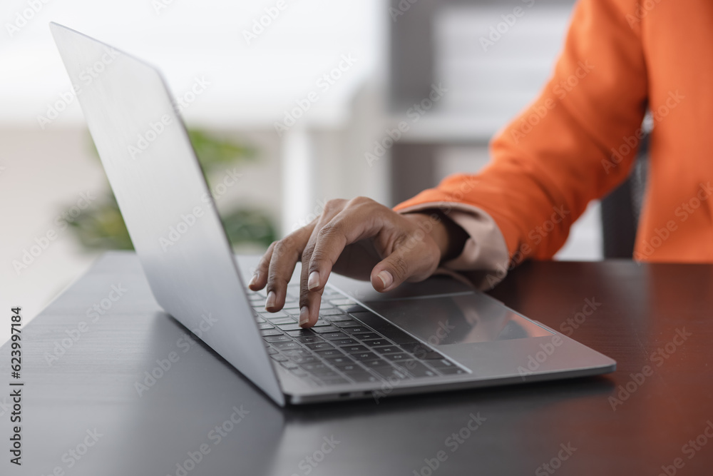Close up of woman hands using laptop, information online on computer for working online concept. Close up of woman hands using laptop, information online on computer for working online concept.
