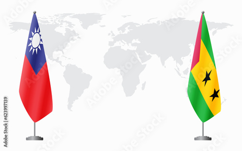 Taiwan and Sao Tome and Principe flags for official meeti