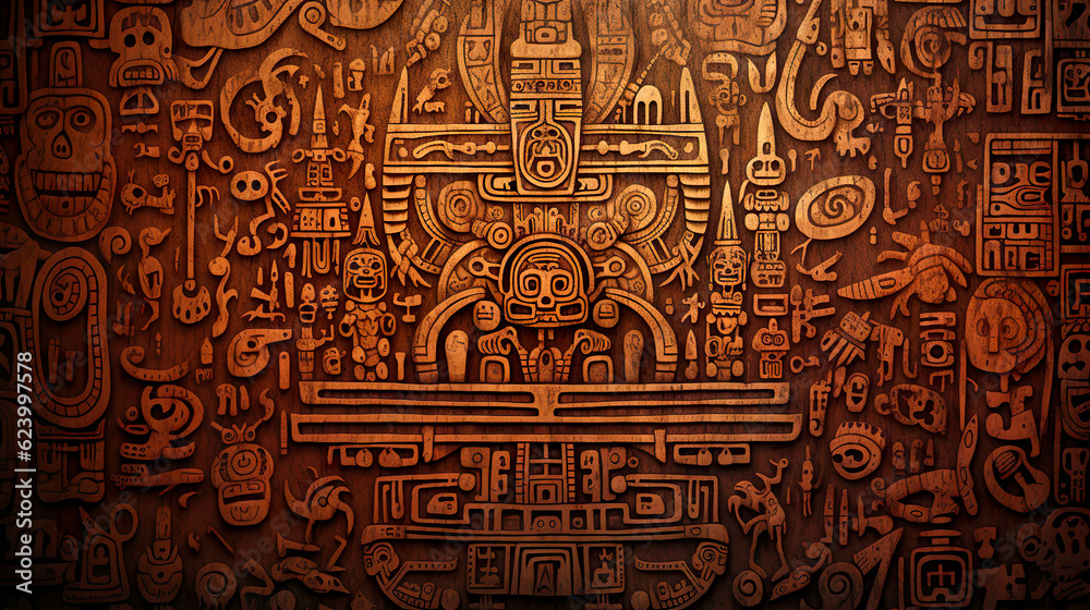 Obraz premium 古代壁画の遺跡イメージの背景 Generative AI