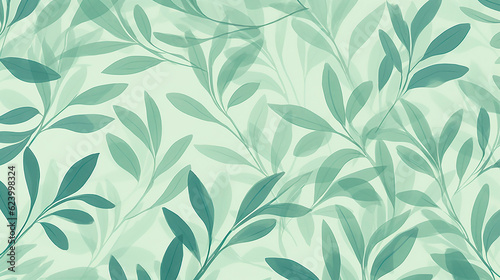 Seamless pattern with green leaves. Vector illustration in retro style.AI Generated