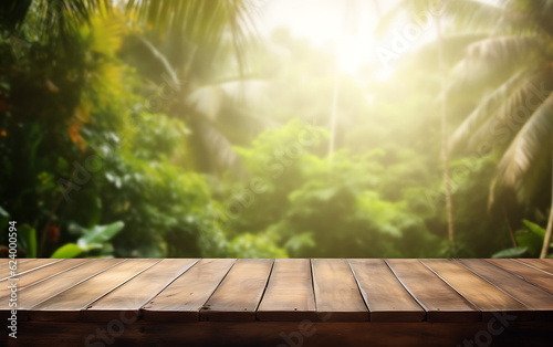 wooden table and forest