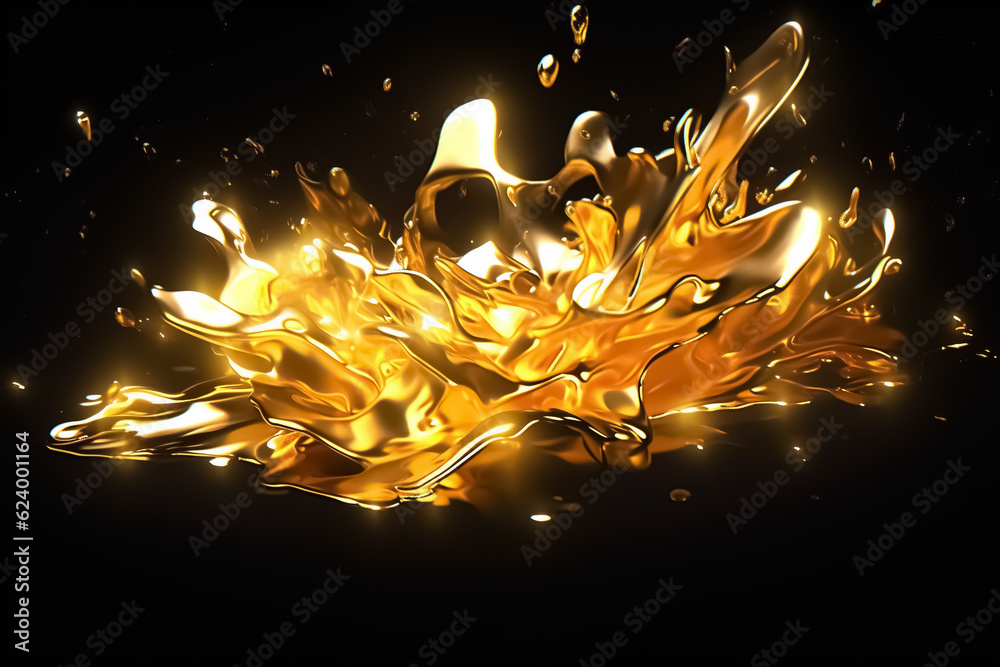 Golden Liquid Vector golden liquid, metallic moving liquid spray, heart shaped gel, golden ...