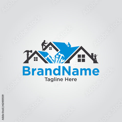 Real Estate handyman Builder logo design element vector