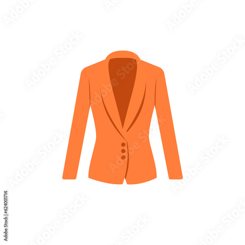Flat style blazer clothes illustration, cartoon style orange blazer icon vector