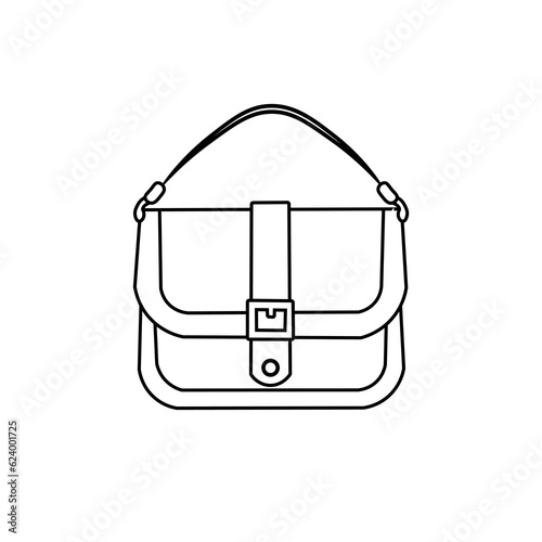 Line art style sling bag illustration, isolated on white background