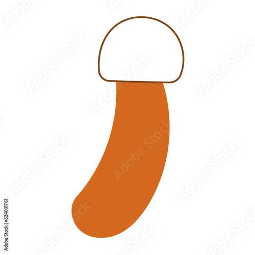 mushroom autumn forest colored line doodle element