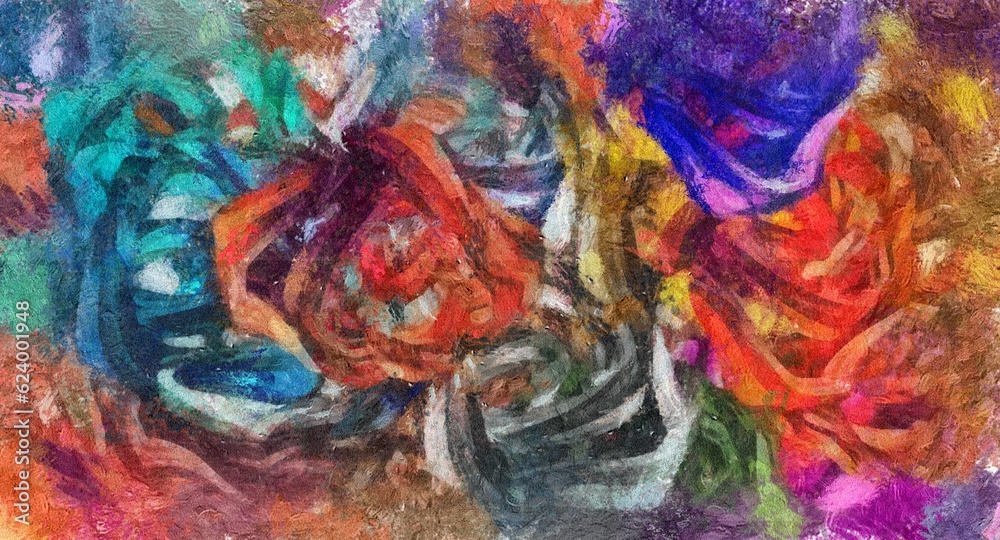 Abstract Grunge Background Graphic Watercolor Stylization on Textured Canvas of Chaetic Strokes of Paint Spots