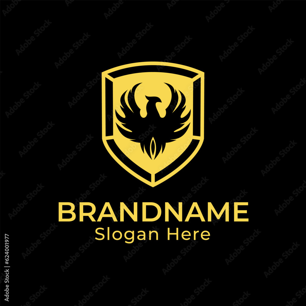 Fototapeta premium Phoenix Sheild Gold logo deisgn template element vector