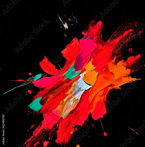 Obraz na płótnie Abstract psychedelic fractal background of stylized watercolor illustration, colored chaotically blurred spots and paint strokes of different sizes and shapes w salonie