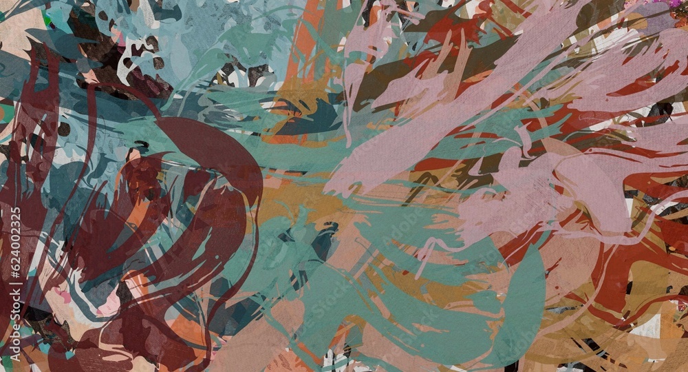 Abstract raster grunge background with blurred wavy smears of paint