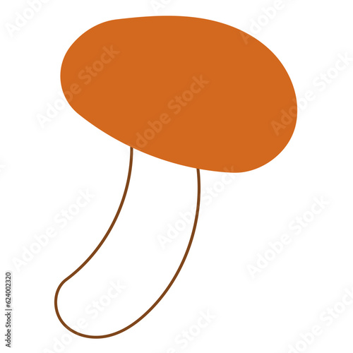 mushroom autumn forest colored line doodle element