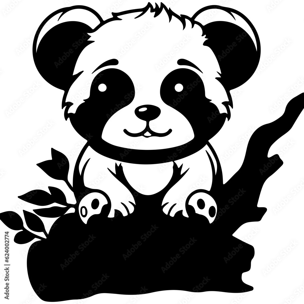 Obraz premium Cute Panda Smile Outline icon. Animal concept