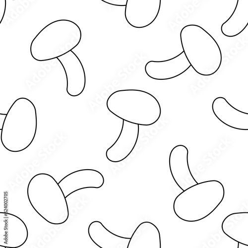 mushroom autumn black white line doodle pattern