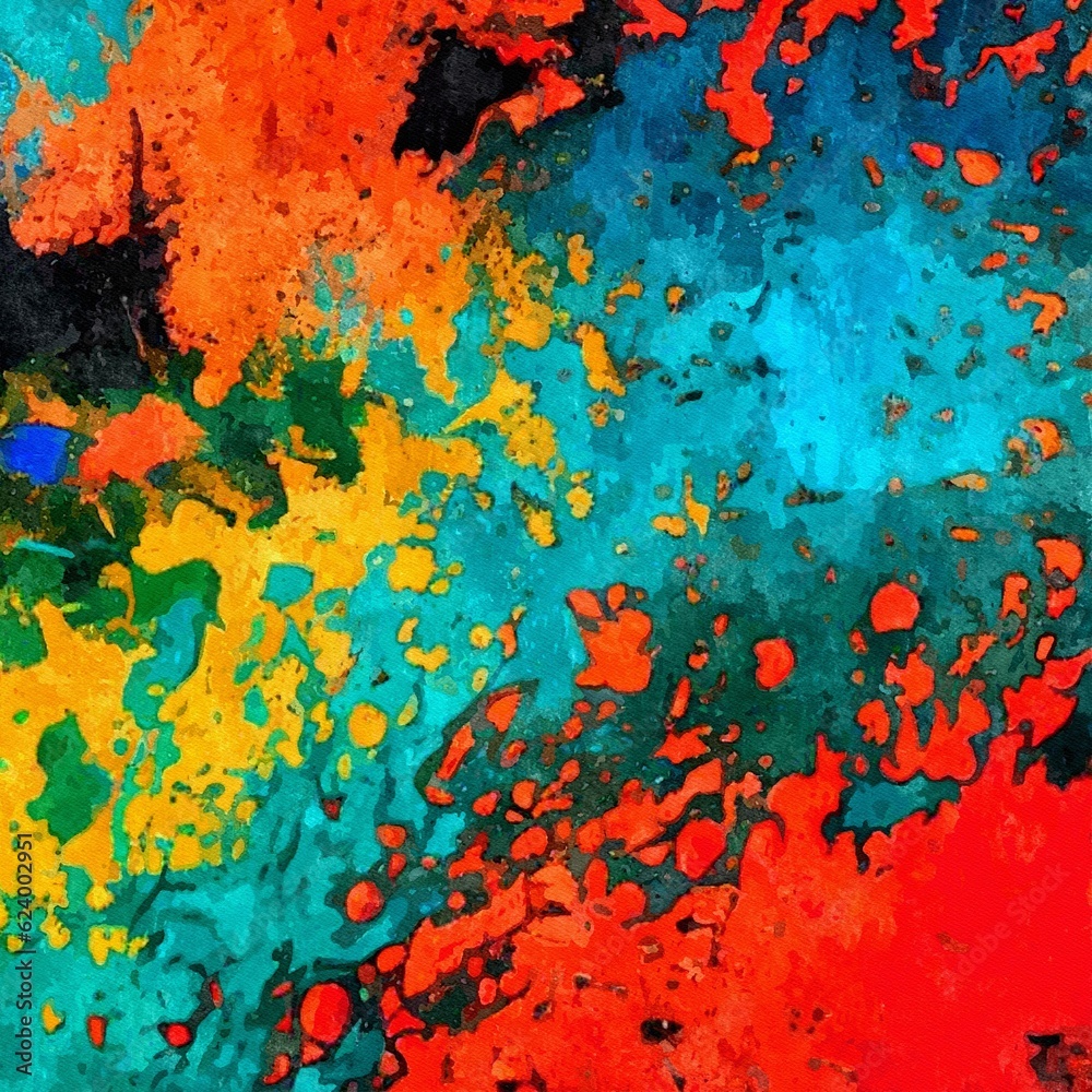 Abstract Grunge Background Graphic Watercolor Stylization on Textured Canvas of Chaetic Strokes of Paint Spots