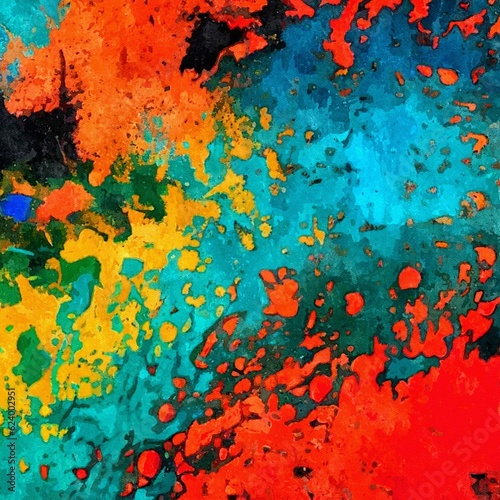 Obraz na płótnie Abstract Grunge Background Graphic Watercolor Stylization on Textured Canvas of Chaetic Strokes of Paint Spots w salonie