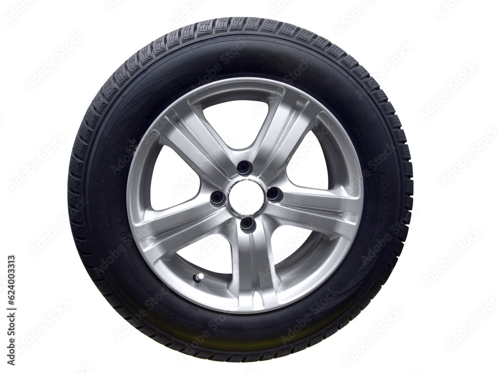 tire with aluminum wheel rim transparent