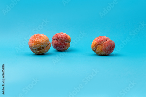 Food, donuts, sweets, custard, on a clean background, blue, banner, peach, pastries, decorative pastries, sweet, tasty, on a plate, on a plate