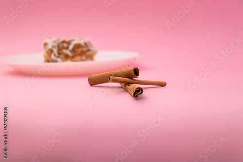 Food, donuts, sweets, custard, on a clean background, pink, banner, peach, pastries, decorative pastries, sweet, tasty, on a plate,