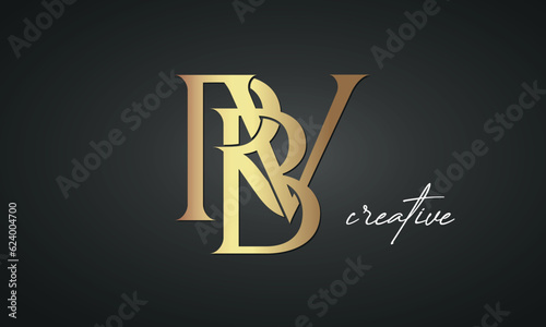 luxury letters RBV golden logo icon premium monogram, creative royal logo design	 photo