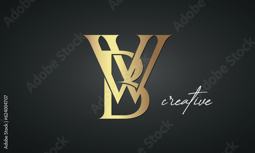 luxury letters VBV golden logo icon premium monogram, creative royal logo design	 photo