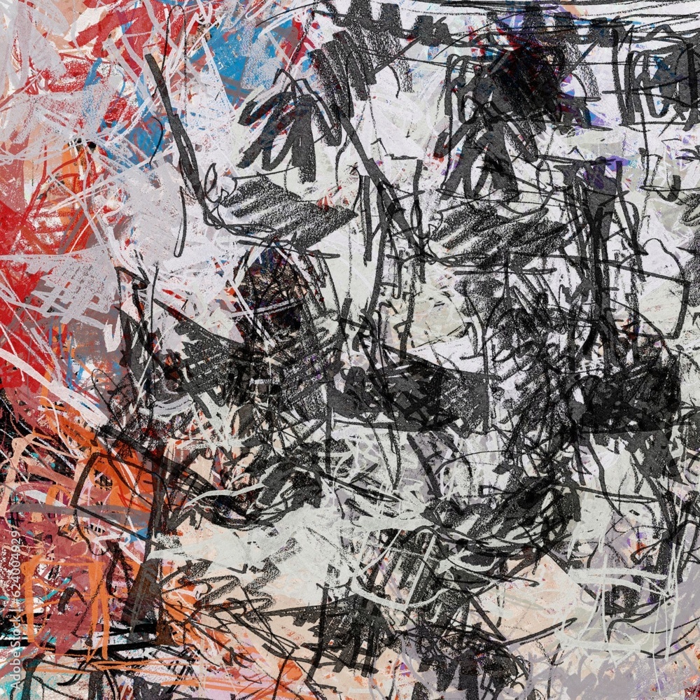 Abstract raster grunge background with blurred wavy smears of paint