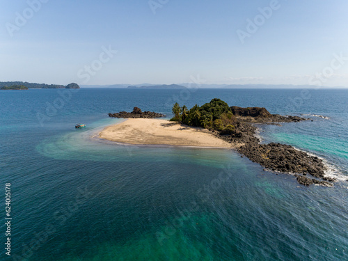 Small tropical island, Granito de Oro island, Coiba national park, Panama, Central America -stock photo photo