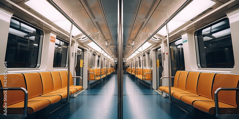 AI Generated. AI Generative. Inside empty wagon train transport. Transportation move rail road. Graphic Art AI Generated. AI Generative. Inside empty wagon train transport. Transportation move rail road. Graphic Art