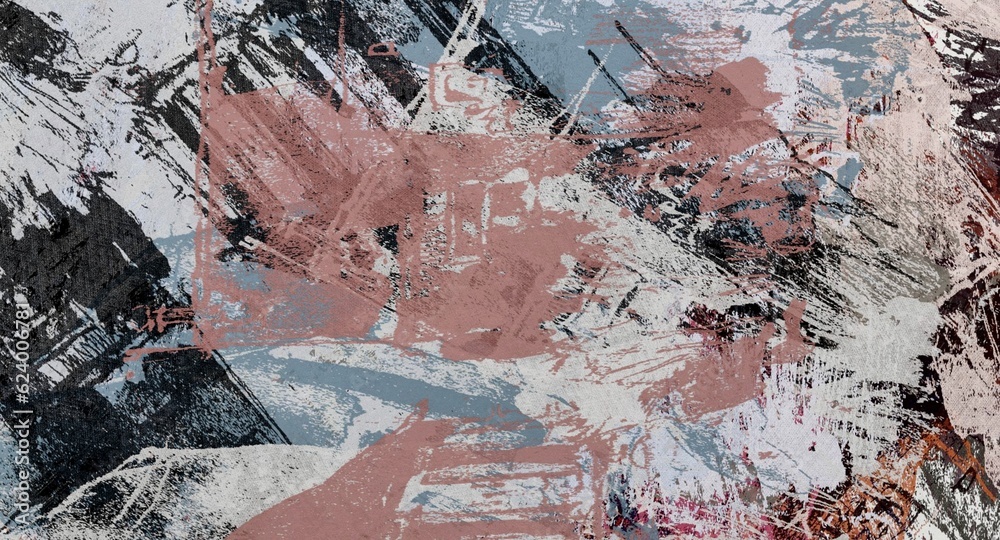 Abstract raster grunge background with blurred wavy smears of paint