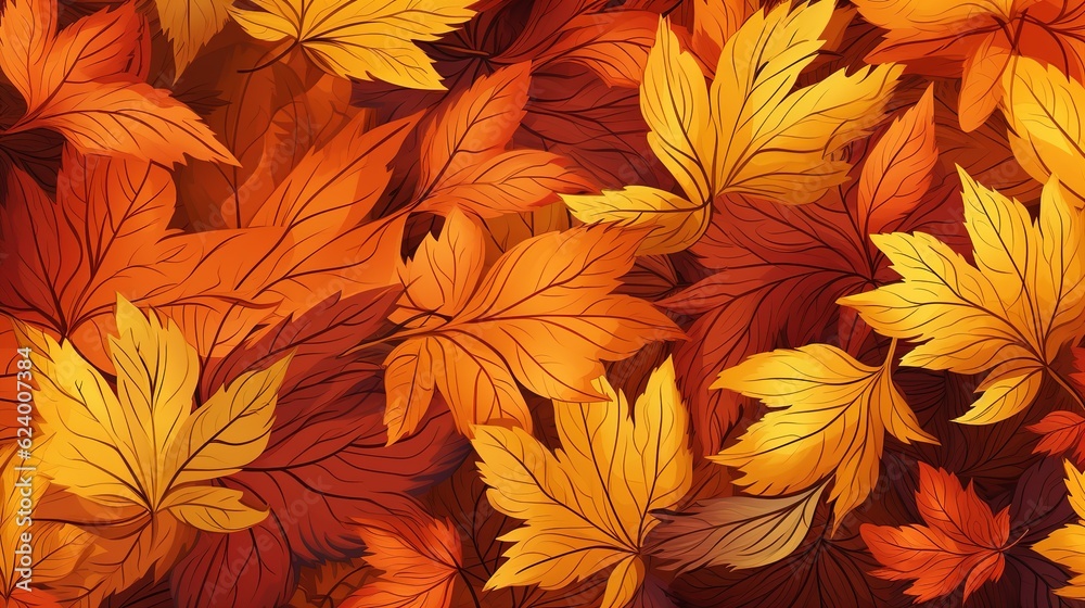 Beautiful Autumn cartoon landscape illustrations,AI generated.  
