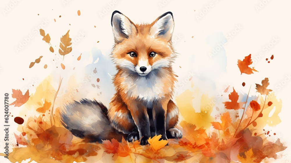 Obraz premium Beautiful Autumn cartoon landscape illustrations,AI generated. 