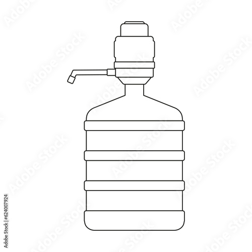 Icon of a large bottle for clean water with a hand pump on a white background.
