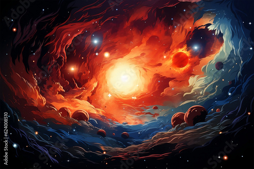 Conceptual universe and galaxies supernova concept.