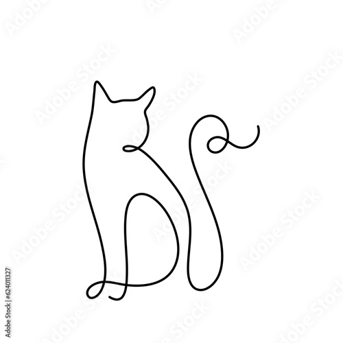 Cat one line drawing vector. Continuous line cats cover poster. Line art. Poster for concept design. 